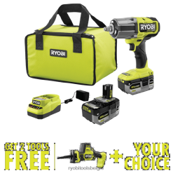 18v one+ hp borstelloze 4-mode 1/2 slagmoersleutelset met hoog koppel met gratis 18v one+ hp compacte borstelloze reciprozaag met één hand en gratis selectiegereedschap naar keuze NBBJ6R867 RYOBI elek