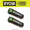usb lithium 3ah lithium oplaadbare batterij (2-pack) NBBJ6R712 RYOBI batterijen en opladers